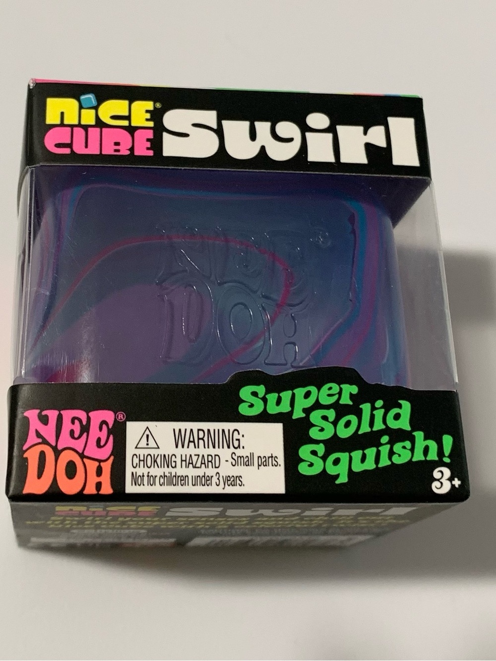 Needoh Nice Cube Swirl Squishy Toy Purple NEW SEALED NEE DOH